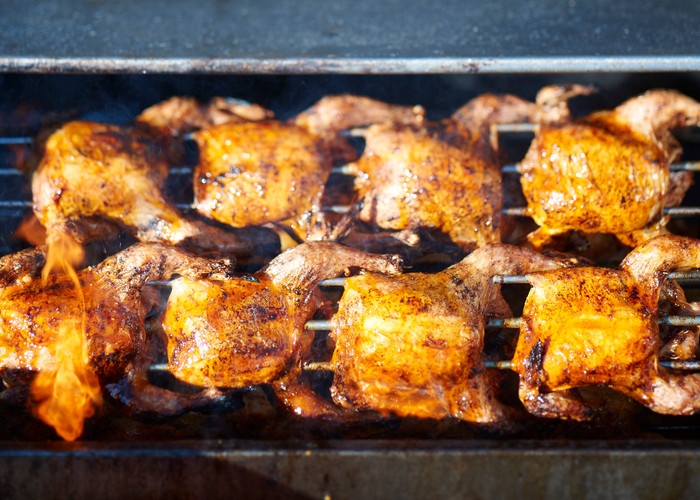 Spit roast chicken piri piri
