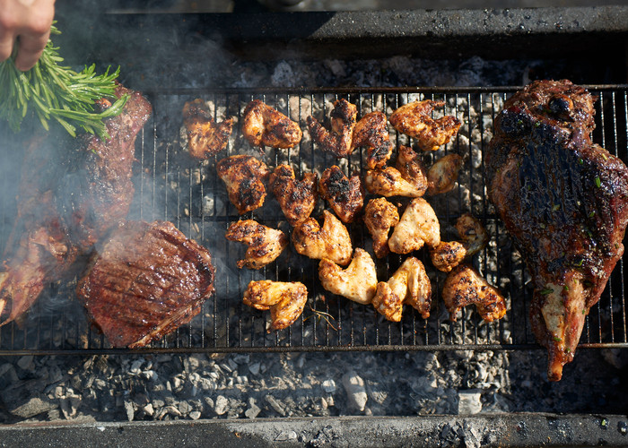 Barbecue lamb beef chicken wings