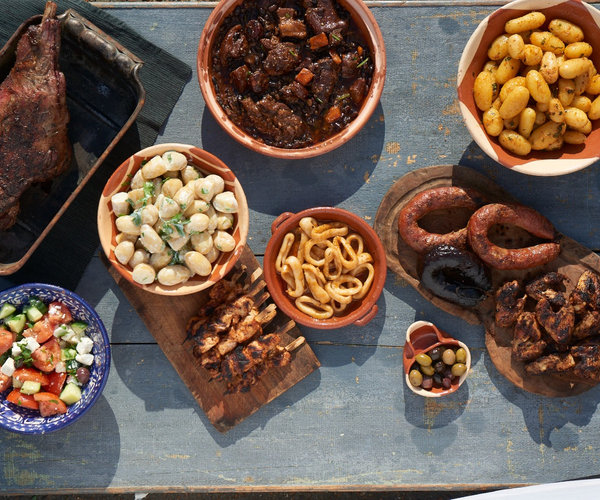 Barbecue spread laid out for a private party
